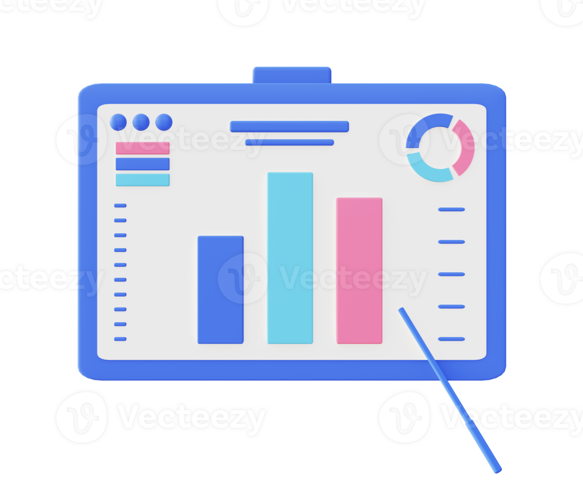 3d illustration icon of blue data statistic chart presentation png