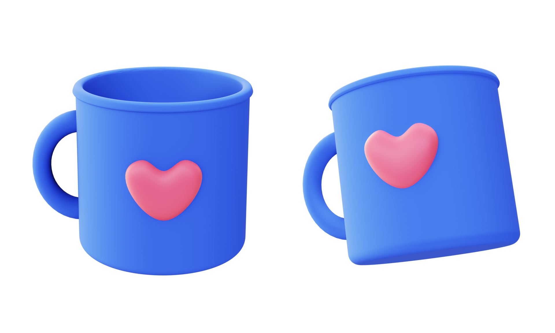 3d illustration icon of blue drinking cup with love icon 24830899 PNG