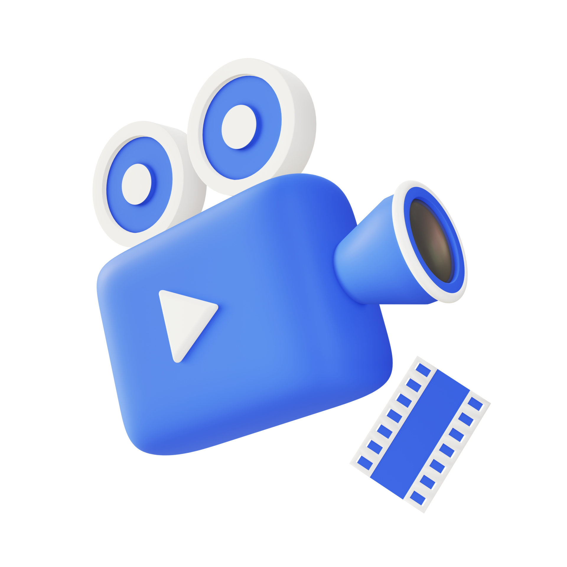 3d illustration icon of blue film and movie camera 24830900 PNG