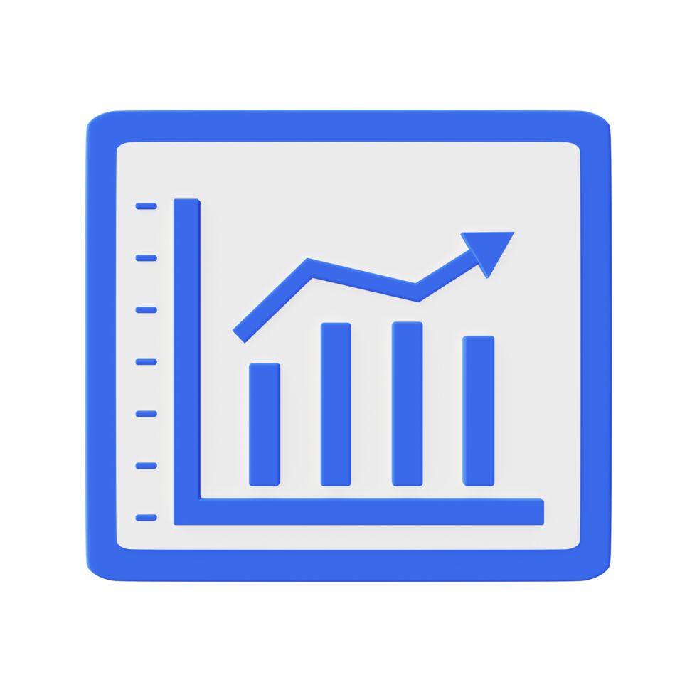 3d illustration icône de bleu croissance statistique graphique png