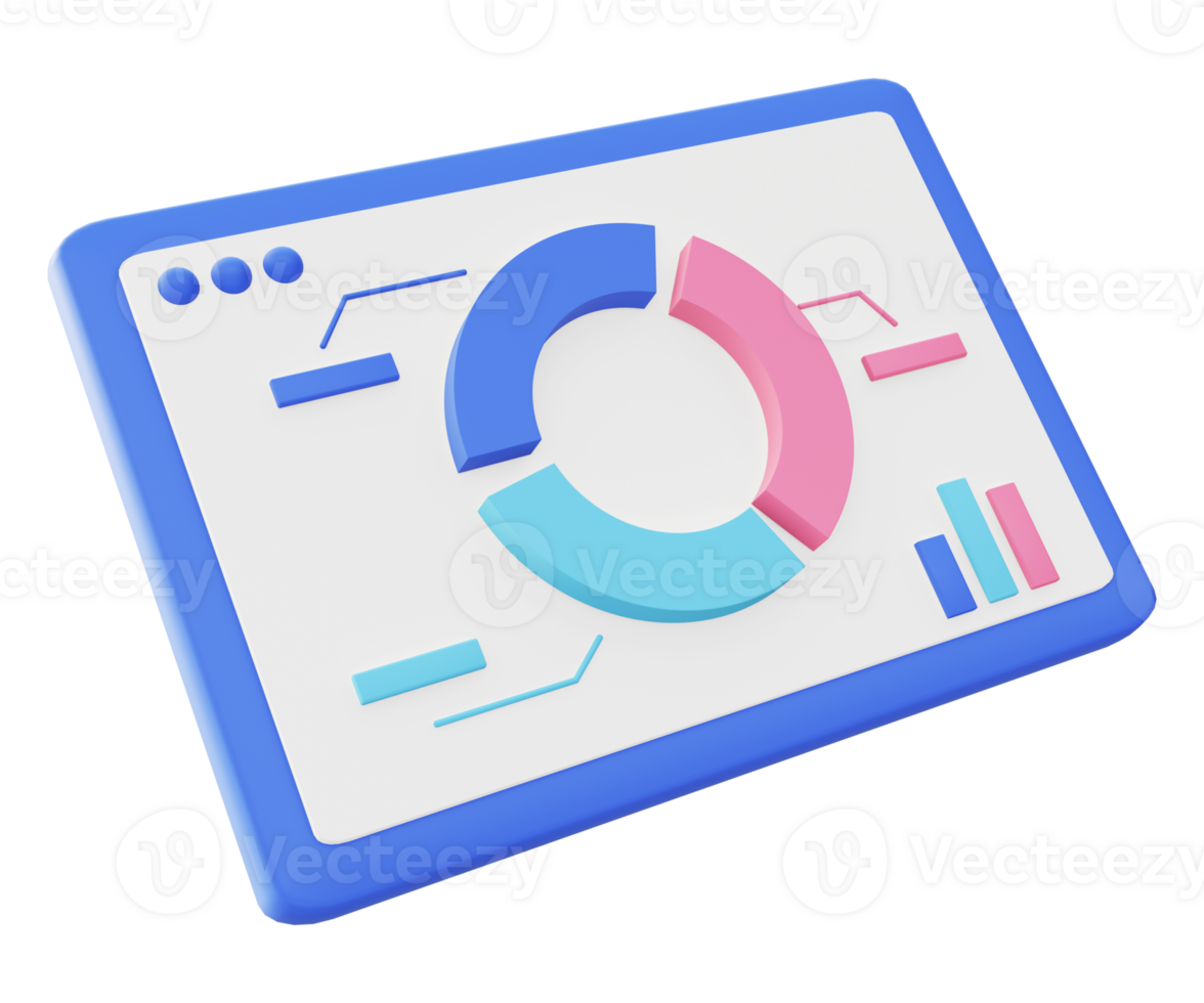 3d illustration icon of blue pie chart statistic side png