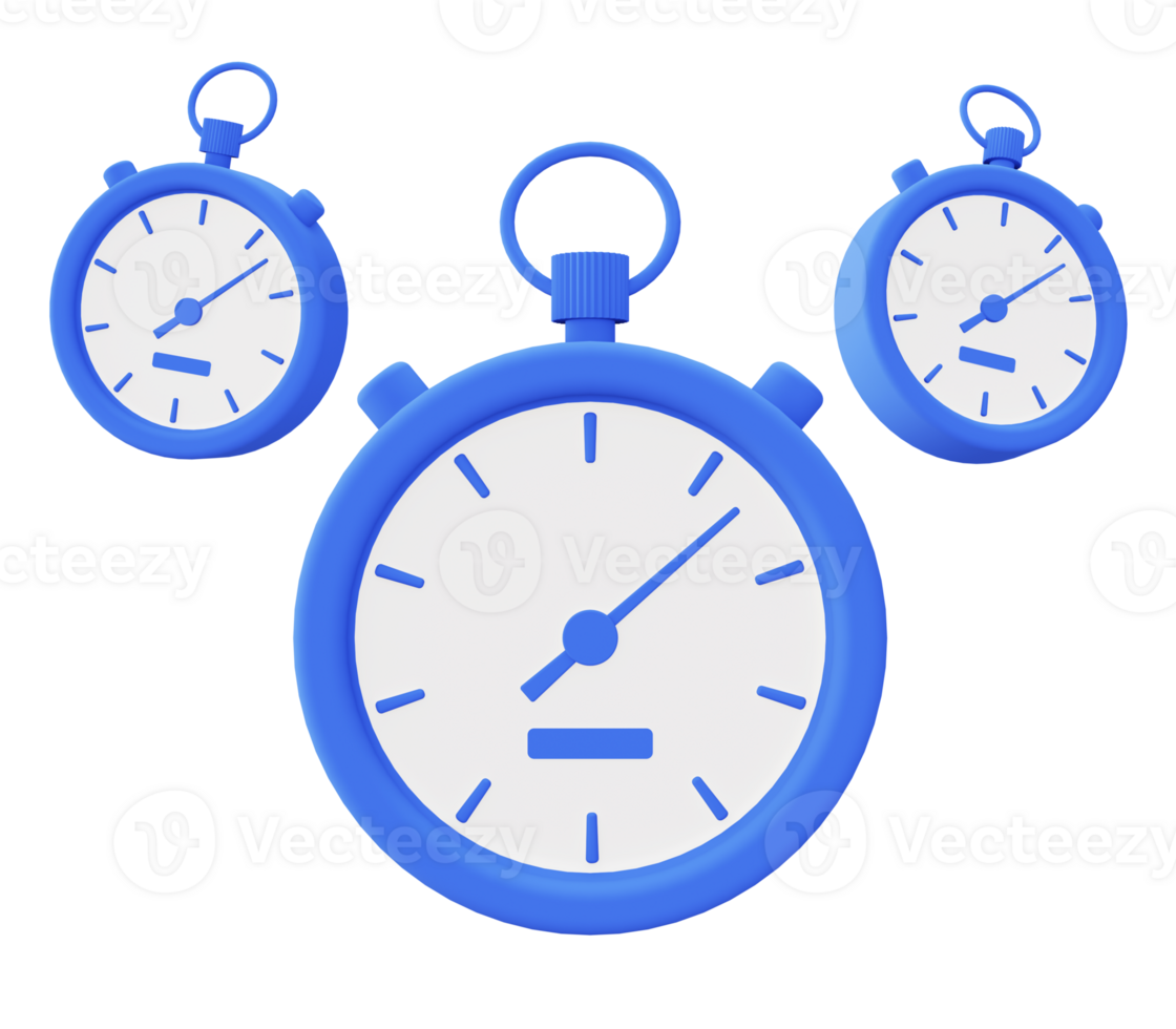 3d illustration icon of blue 3 stopwatch time 24830909 PNG