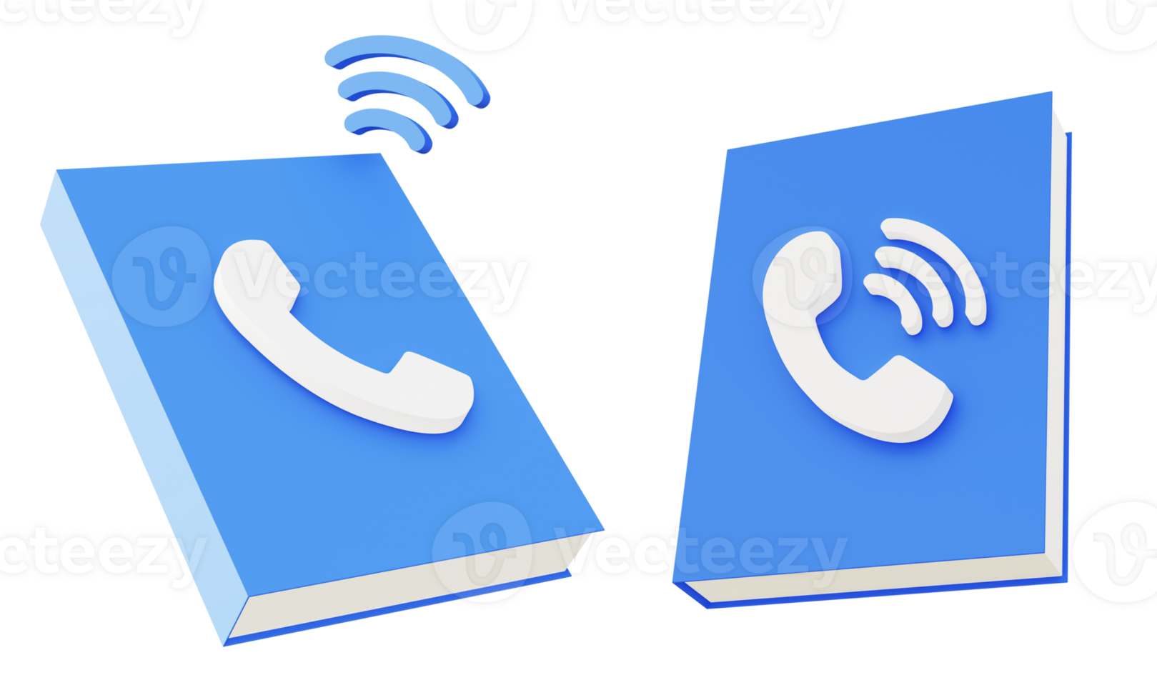 3d illustration icon of blue phone book png