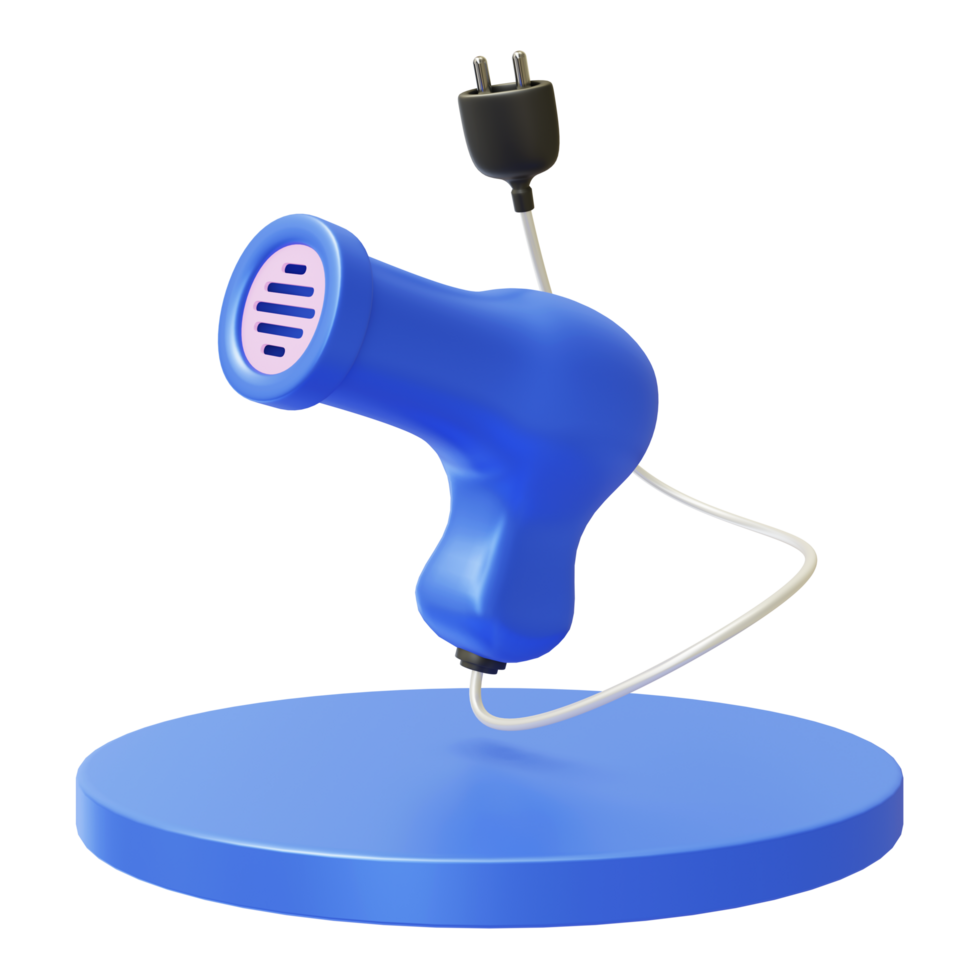 3d illustration icon of blue hair dryer png