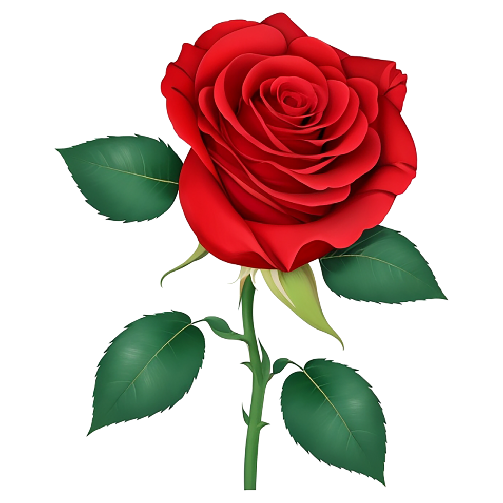 Romantic red rose for wedding and valentine anniversary botanical greeting card illustration, png