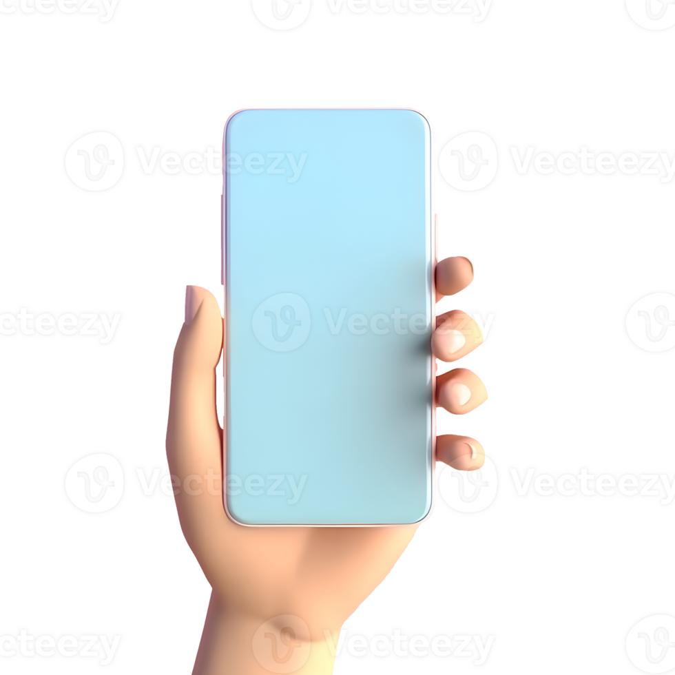 Person holding mobile phone in hand transparent cutout, Hand holding the smartphone with blank screen mockup, Smartphone Display mockup in hand transparent isolated, png