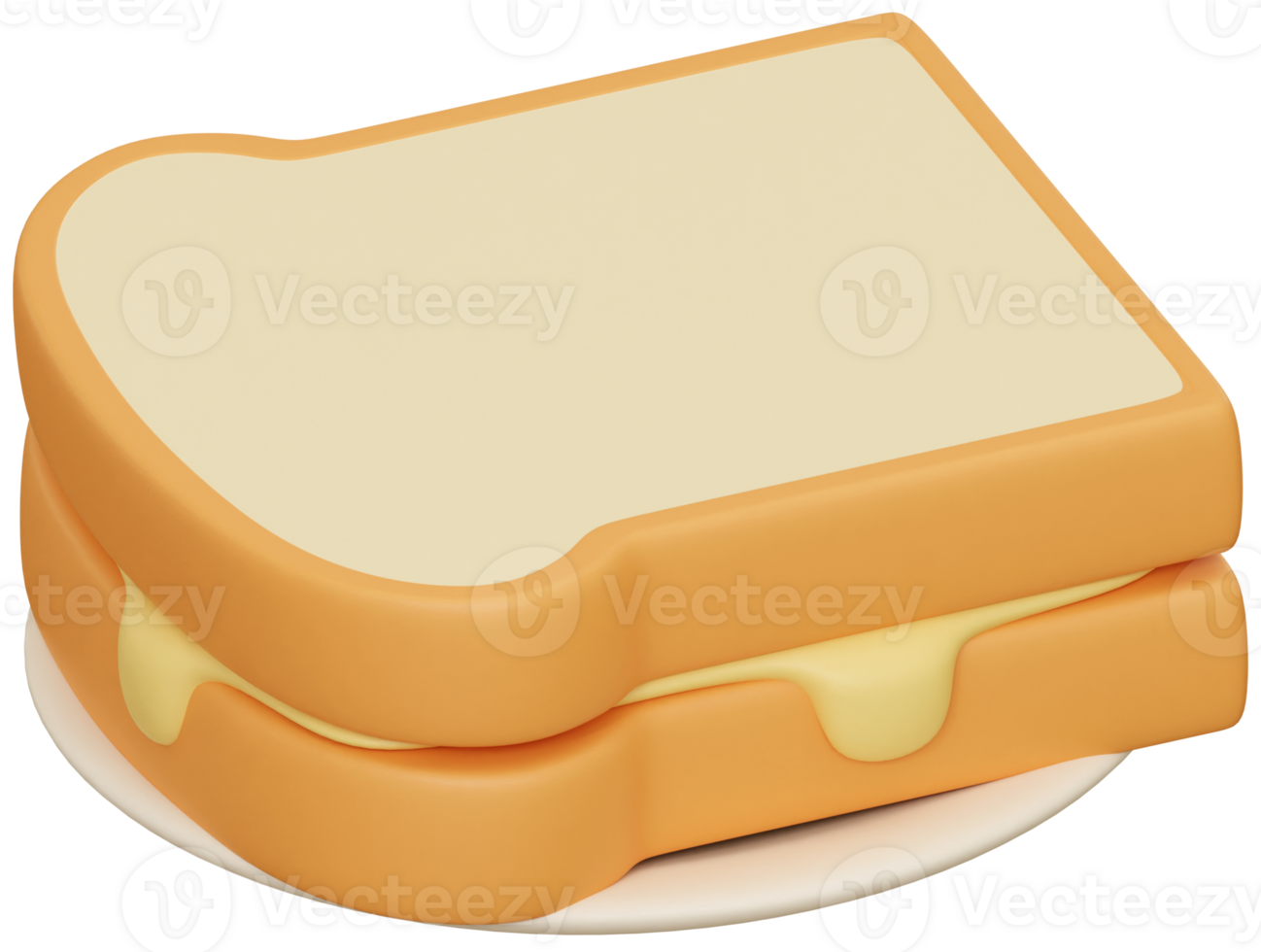 Traditional Nanyang style butter toast 3d icon illustration png
