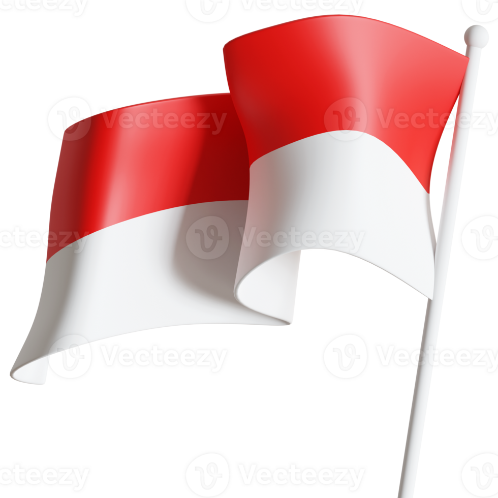 Indonesia flag waving 3D sign illustration. National country flag. png