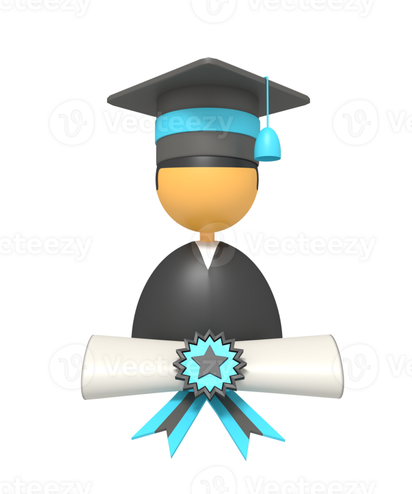 Man with graduation hat and Certificate png