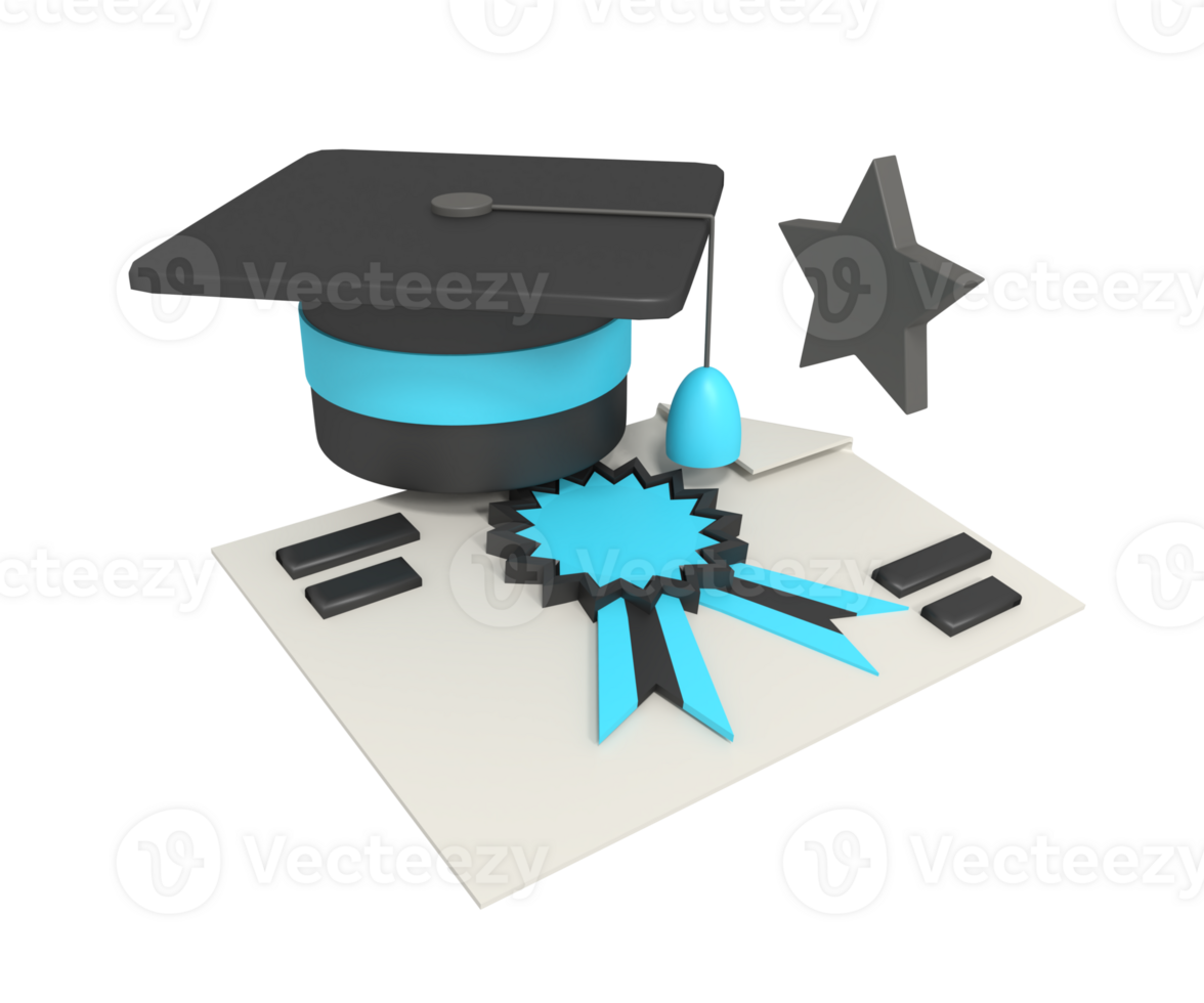 Certificate document paper and graduation hat png
