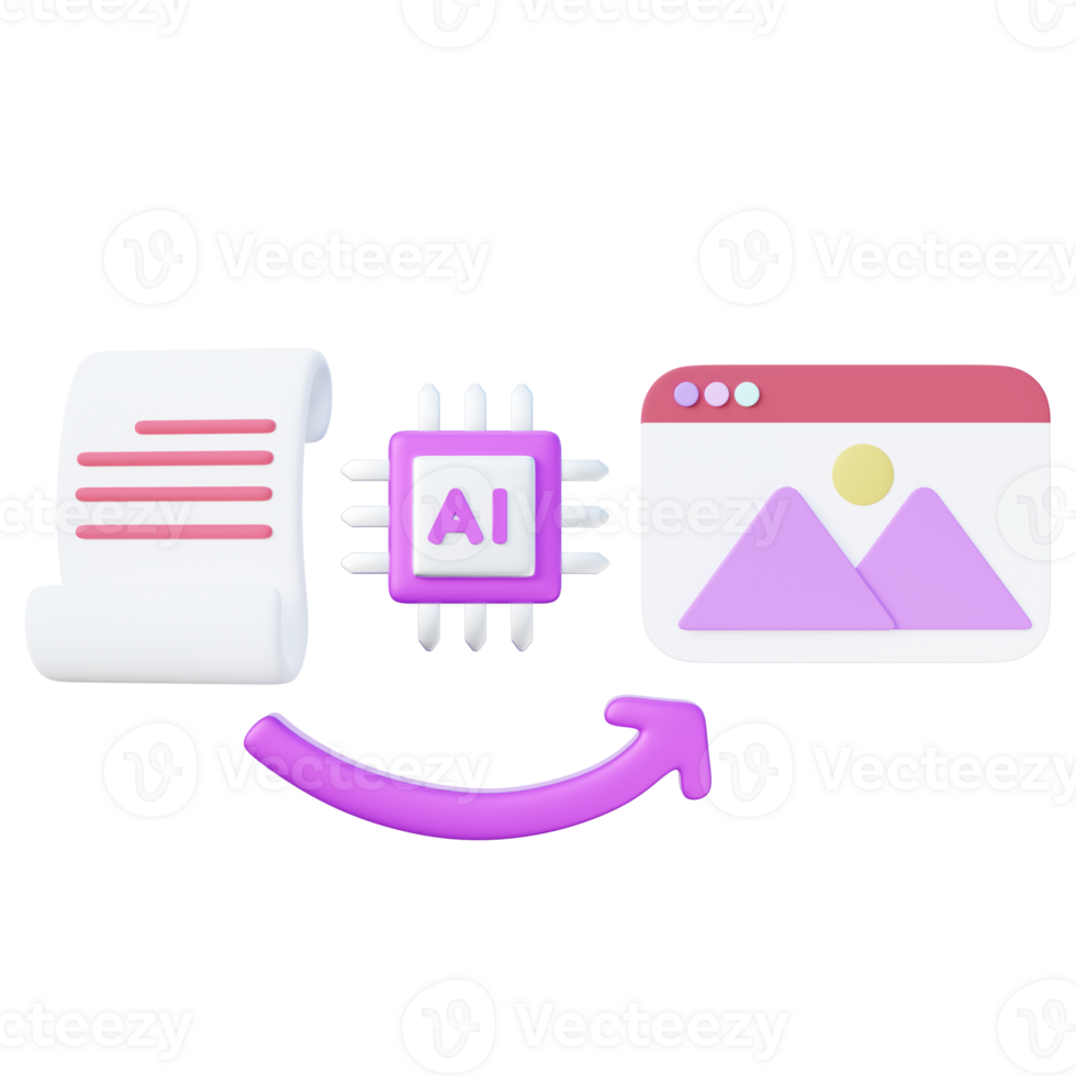 3d Illustration of Text to Image png