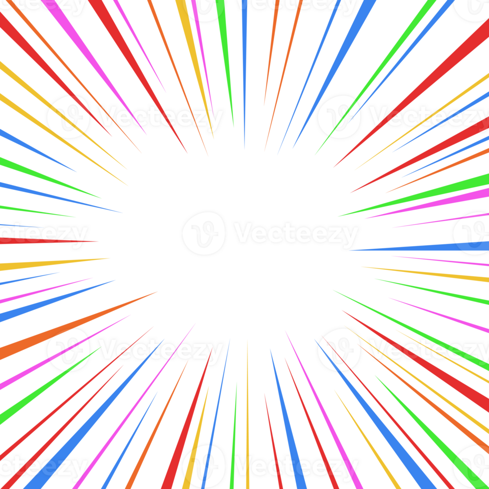 Colorful comic radial speed lines png
