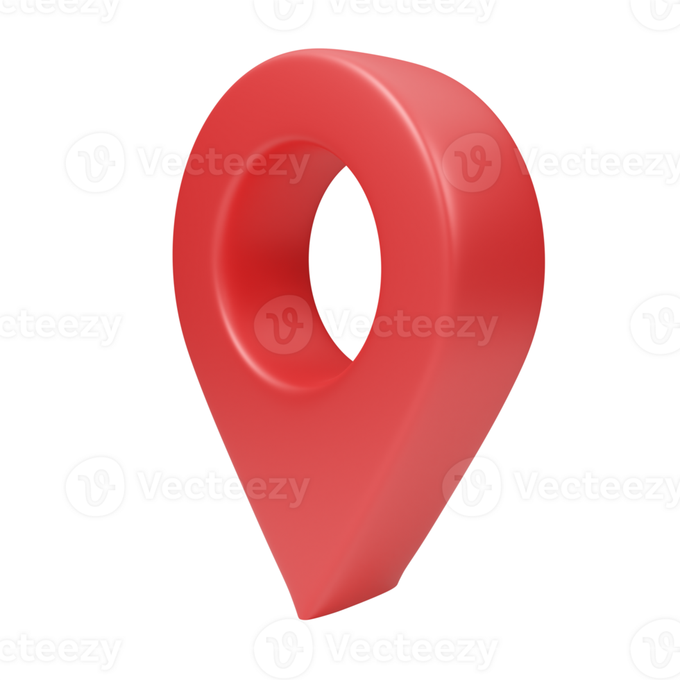 3D render red pin map location pointer icon. png