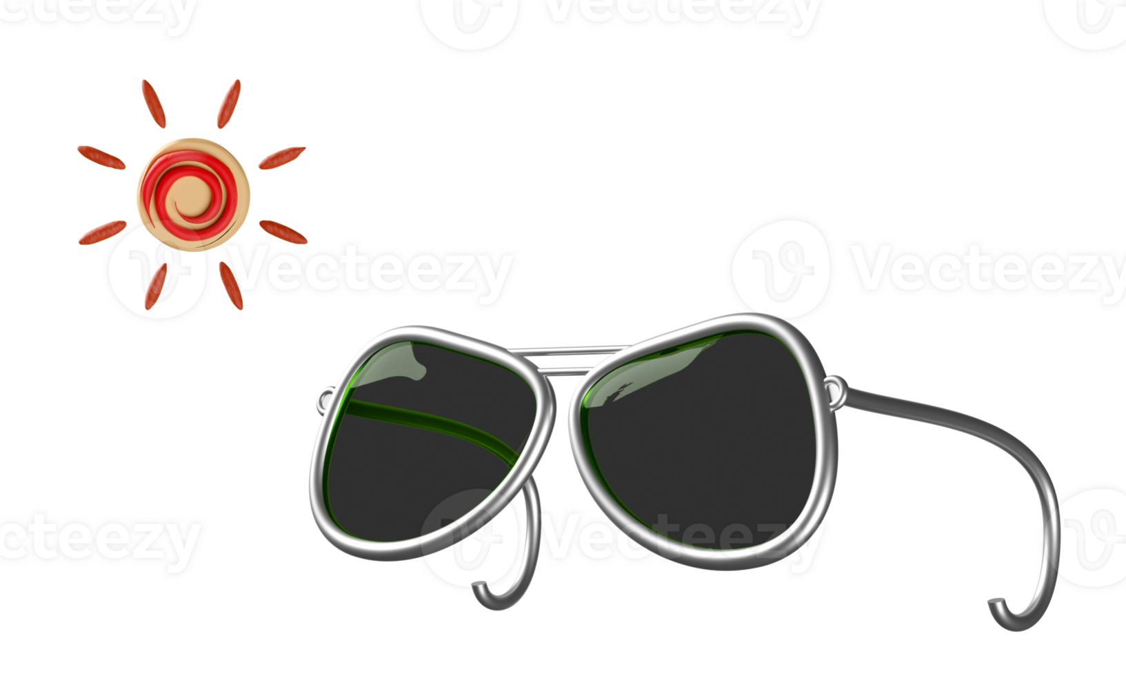 Sunglasses with sun isolated. 3d illustration render png