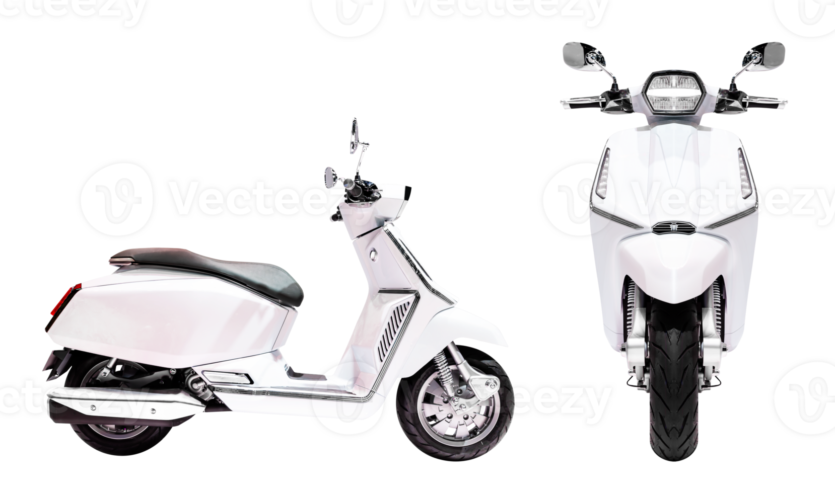 Front and side view white motorcycle scooter png