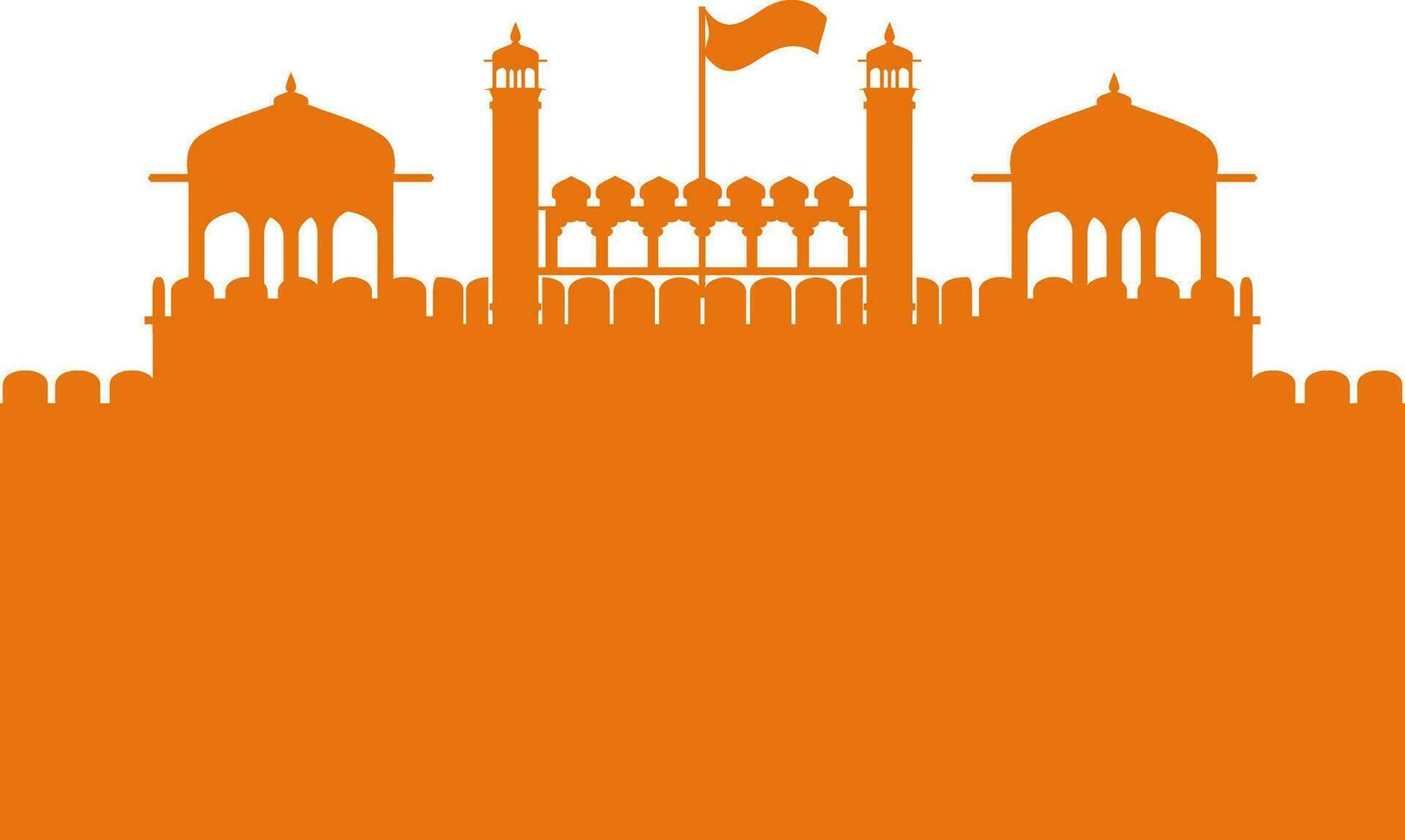 Red fort with flag in india. vector