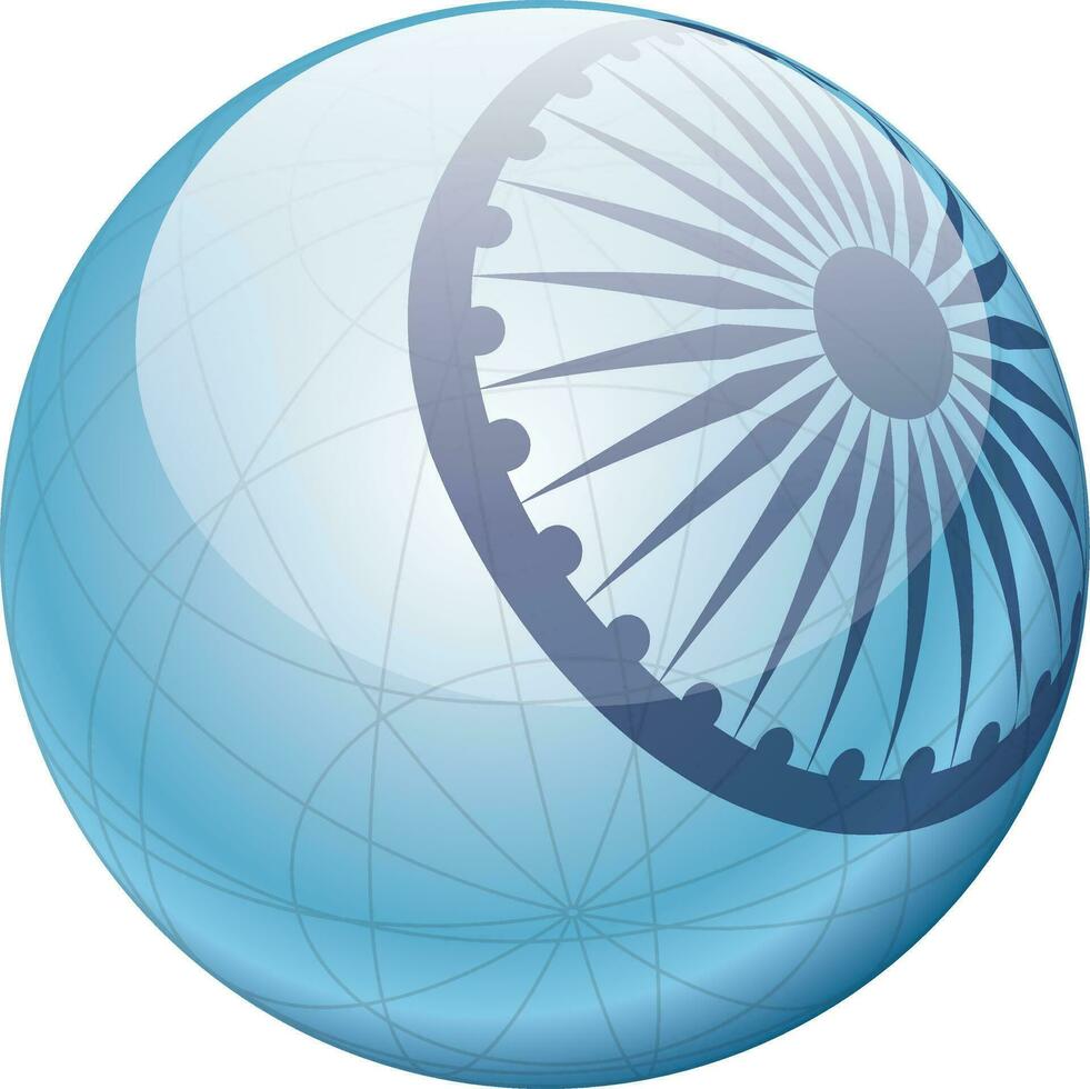 Shiny Ashoka Wheel ball. vector