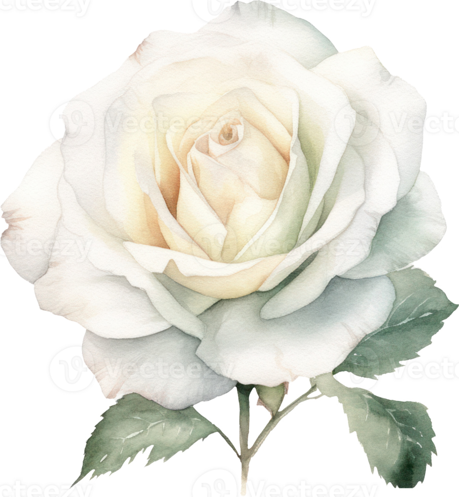 White Rose Flower Watercolor. AI Generated png