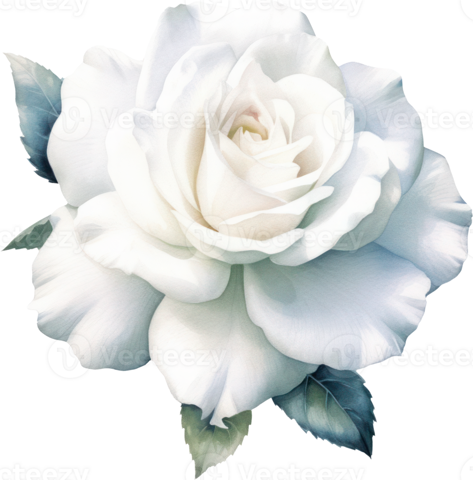 White Rose Flower Watercolor. png