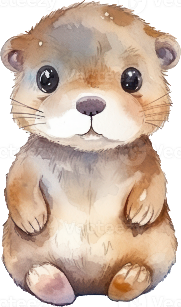 Cute Otter Watercolor Illustration. AI Generated png