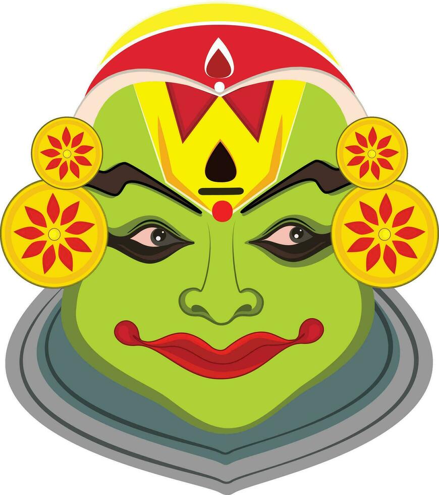 hermosa Kathakali bailarín rostro. vector