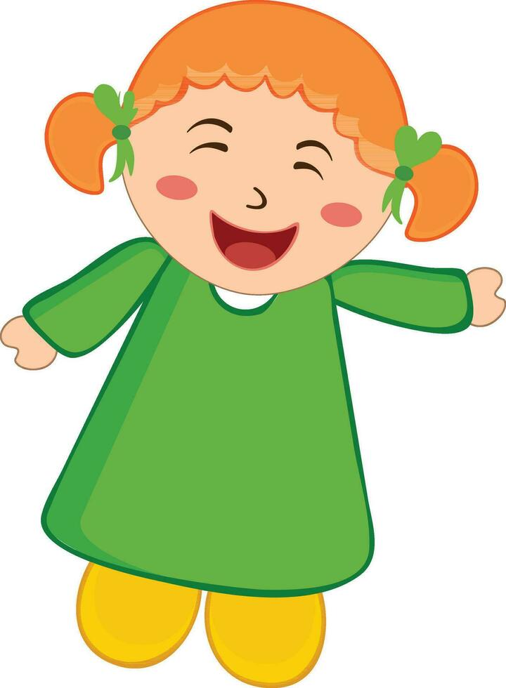 Character of a cute and cheerful girl. vector