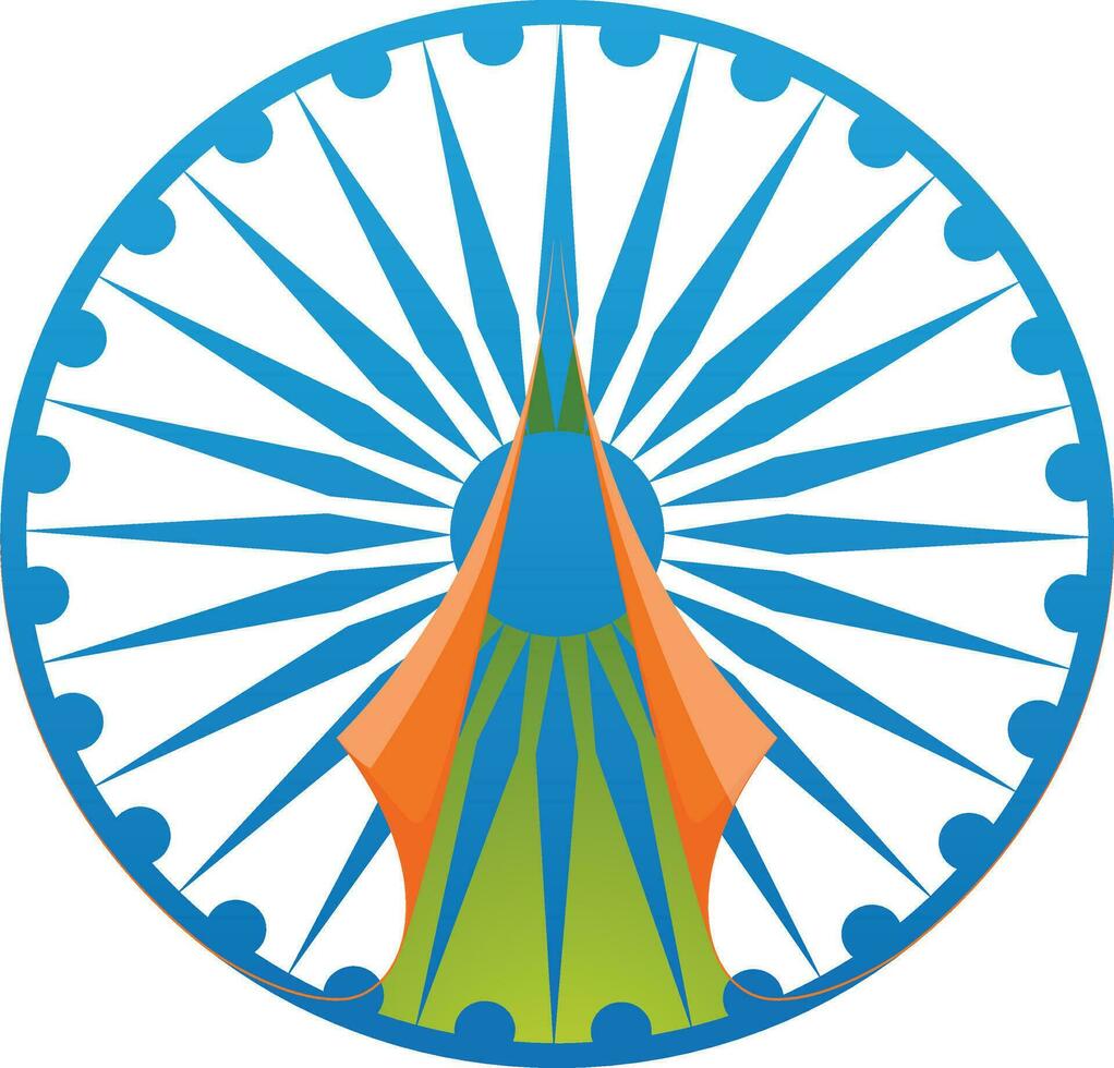 Paper cut-out design of ashoka wheel. vector