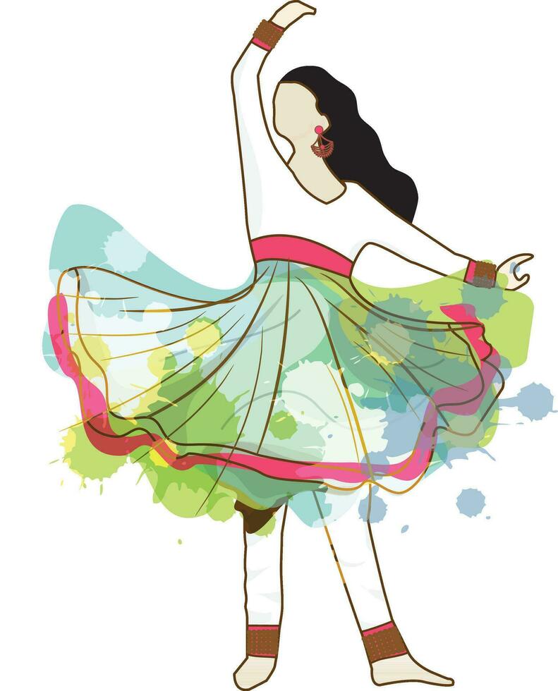 indio tradicional bailando niña personaje. vector