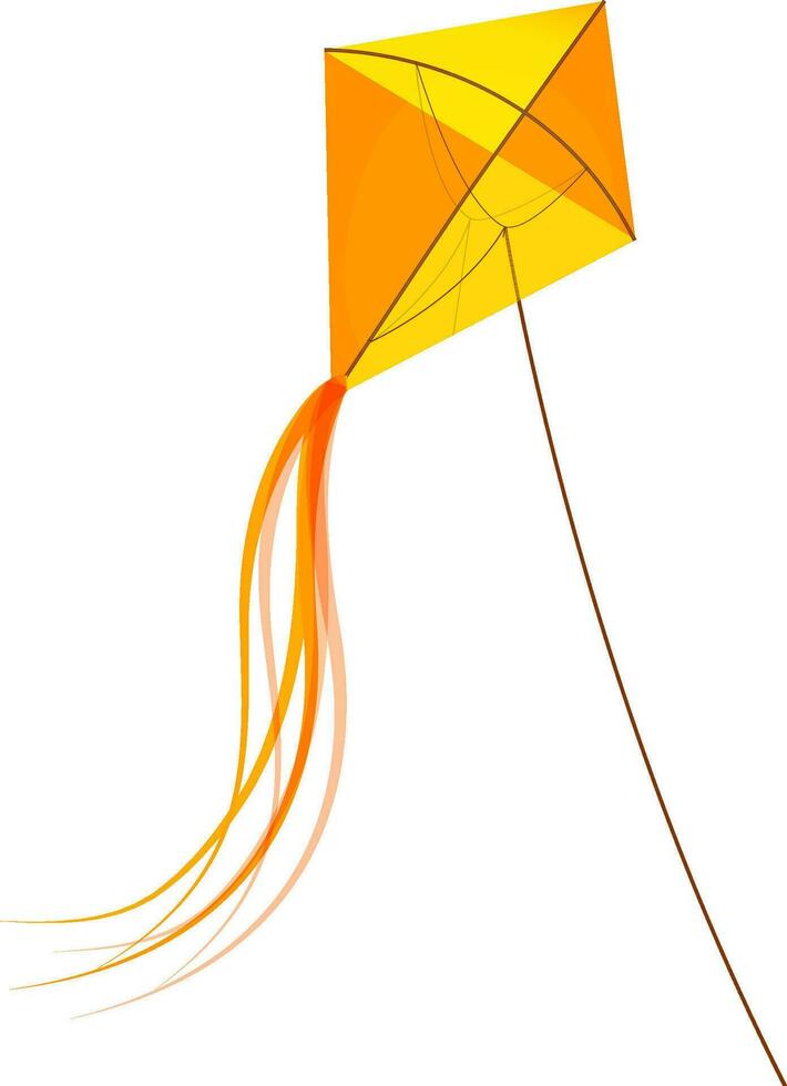 Flying kite in orange and yellow color. vector