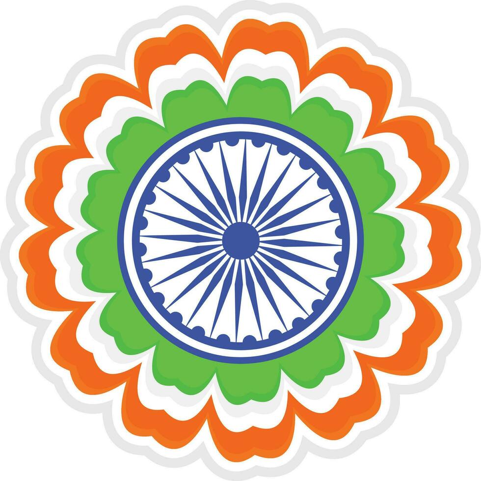 Flower in indian flag color with ashoka wheel. vector