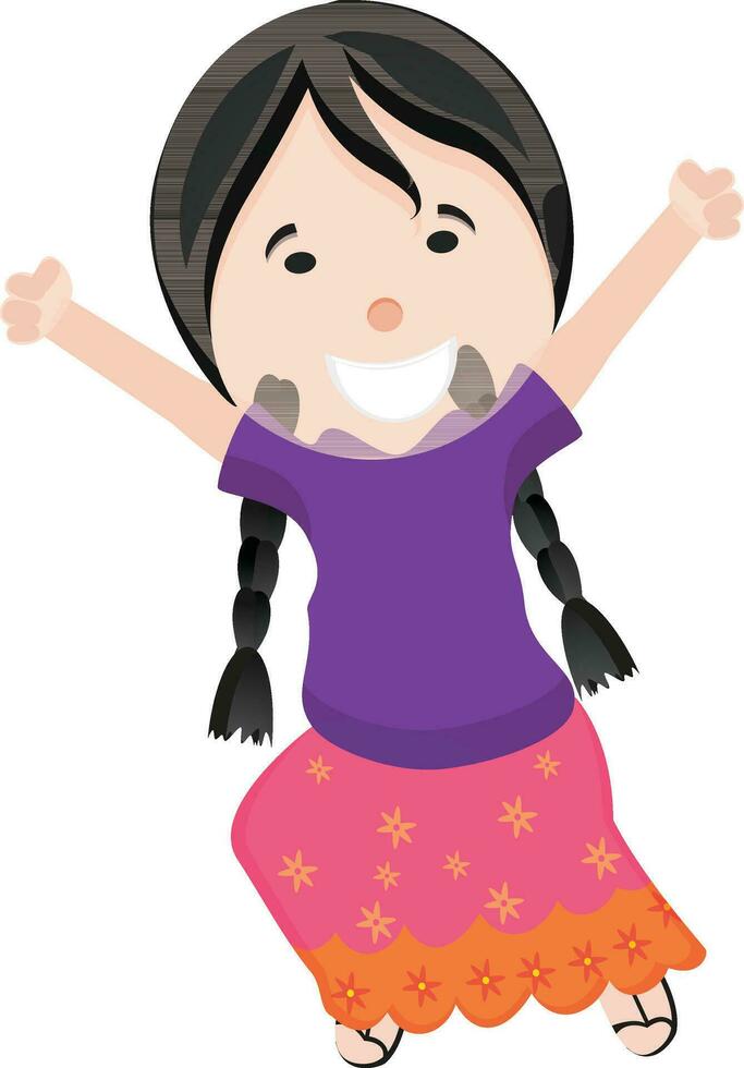 Cartoon character of a funny little girl. vector
