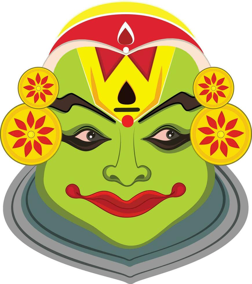 Vector illustration of kathakali dancer face.