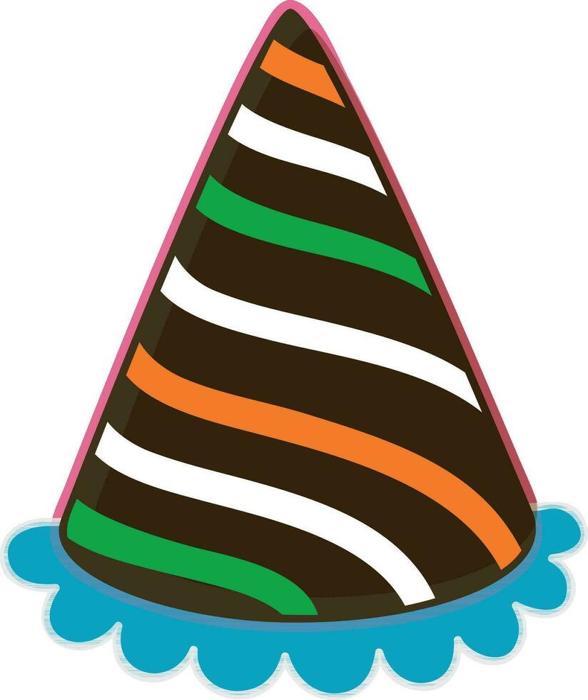 Party hat icon with stripes for celebration. vector