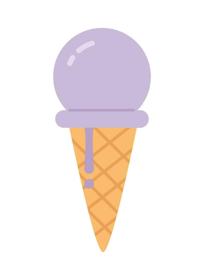 Frozen yummy ice cream cone semi flat colour vector object. Sorbet cone. Soft serve icecream. Editable cartoon clip art icon on white background. Simple spot illustration for web graphic design