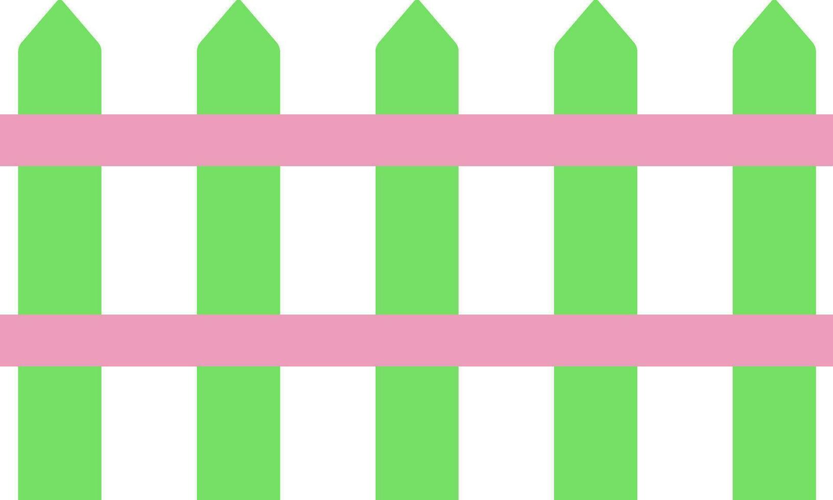 Green and pink fence icon. vector