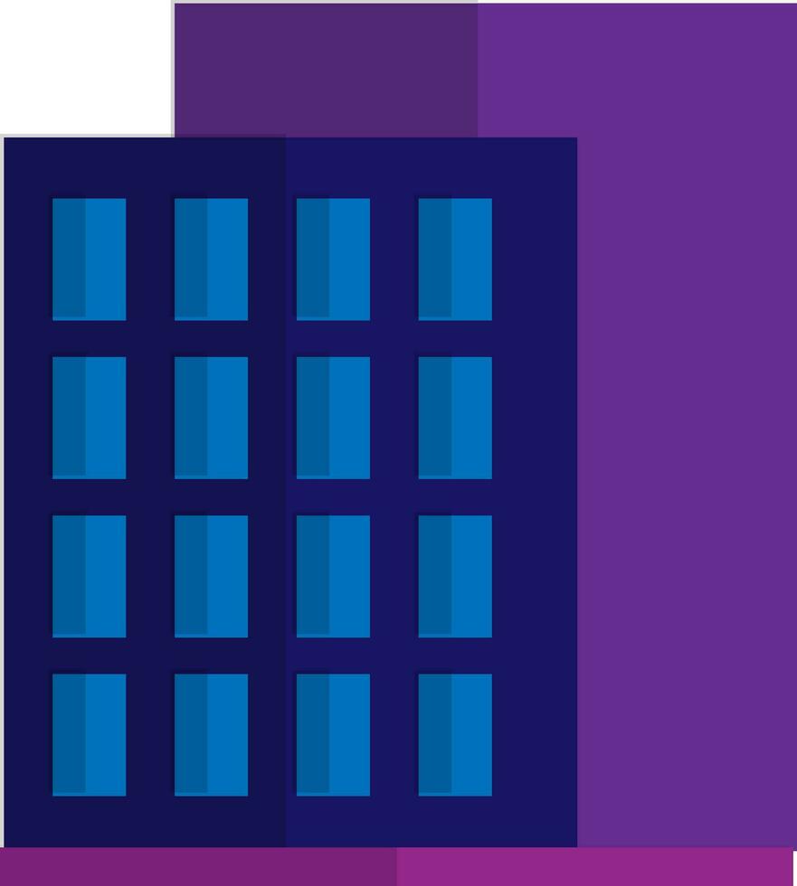 plano estilo edificio en azul y púrpura color. vector