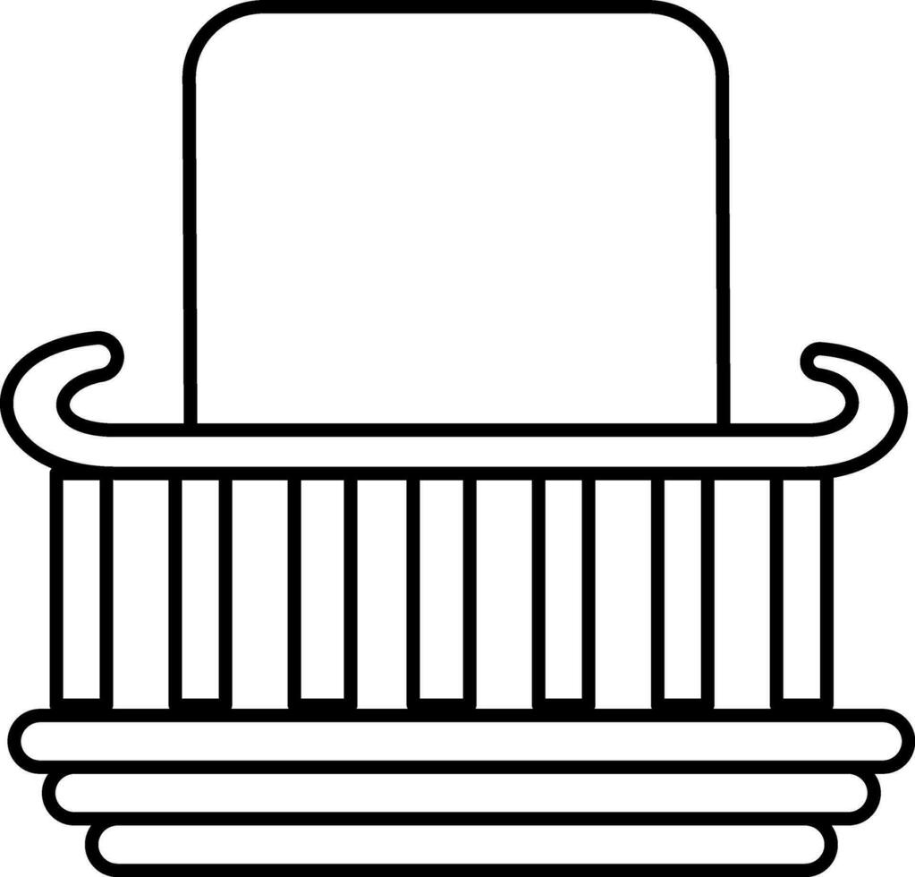 Black line art illustration of a balcony. vector