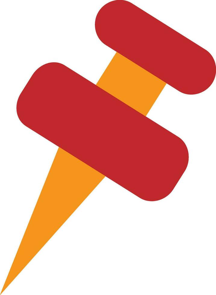 Push pin made by red and yellow color. vector