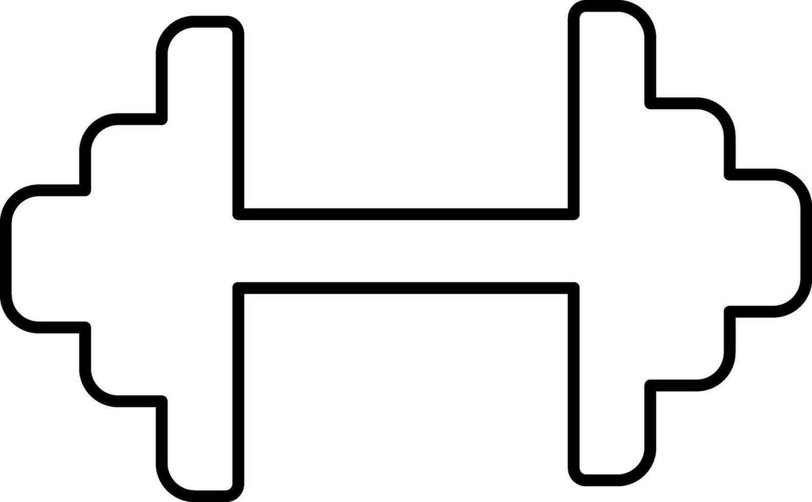 Black line art dumbbell in flat style. vector
