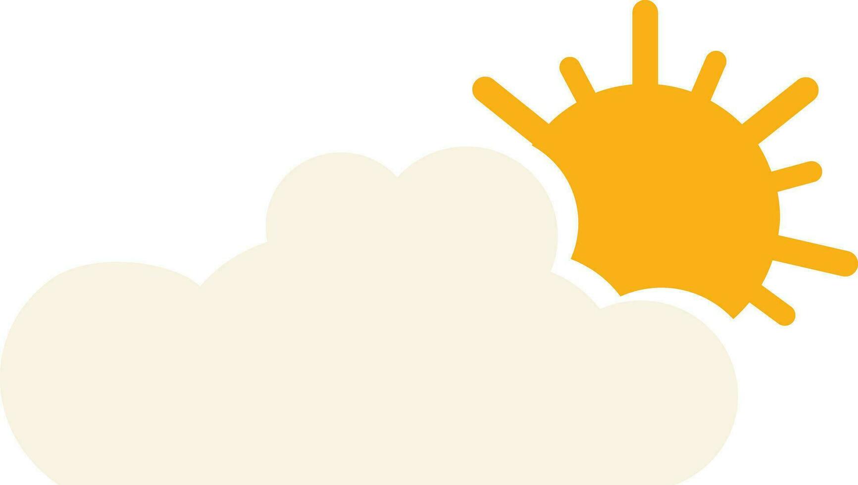 Flat style sun with cloud. vector