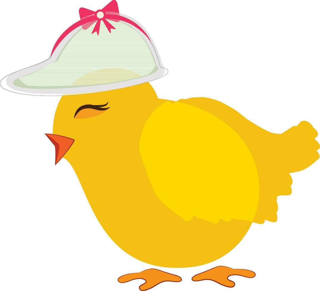 Cute chicken wearing a beautiful cap. vector