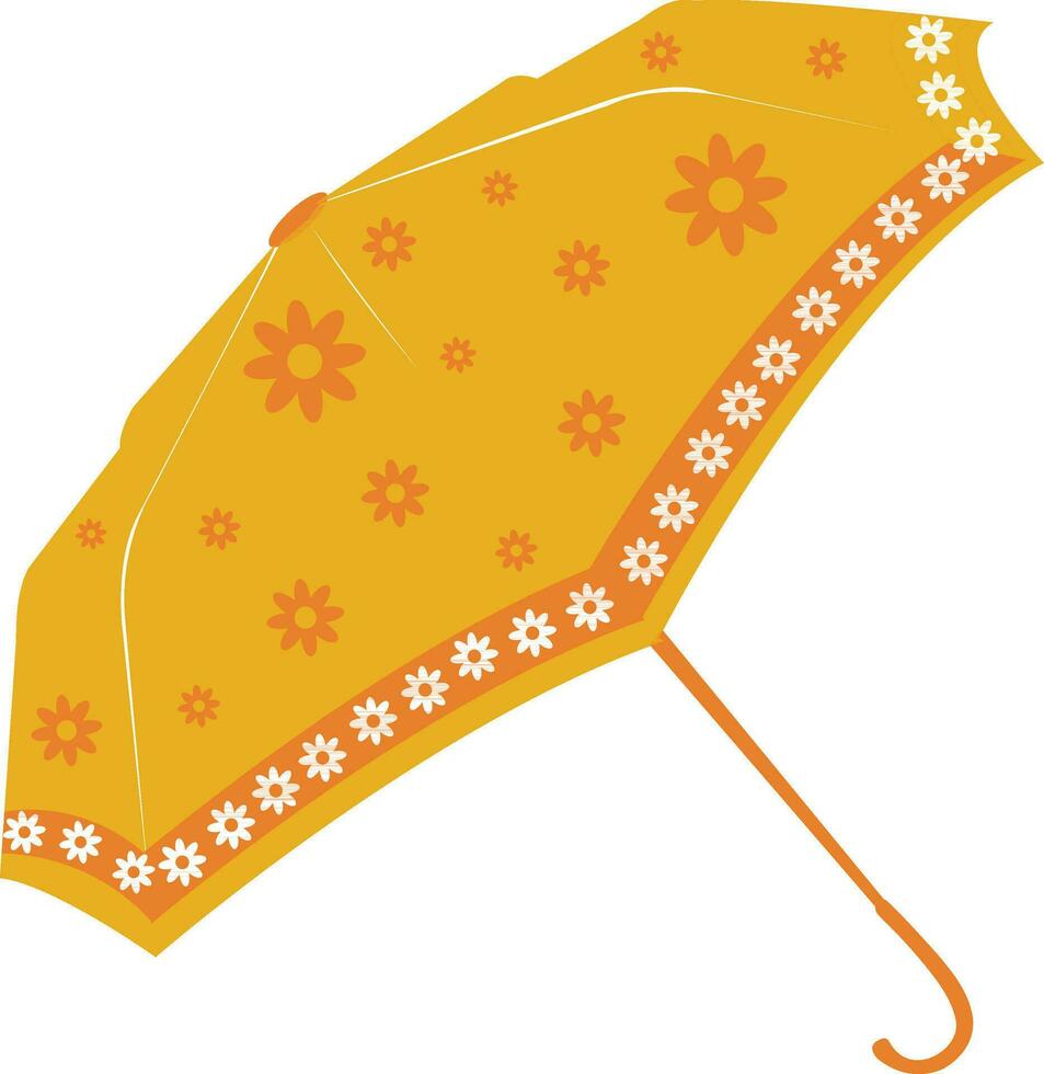 Flowers decorated yellow umbrella. vector