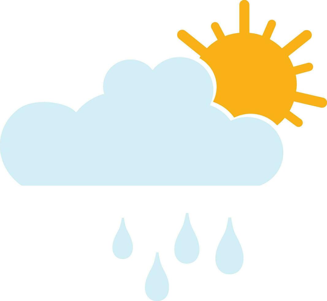 Cloud with sun and rain drop. vector