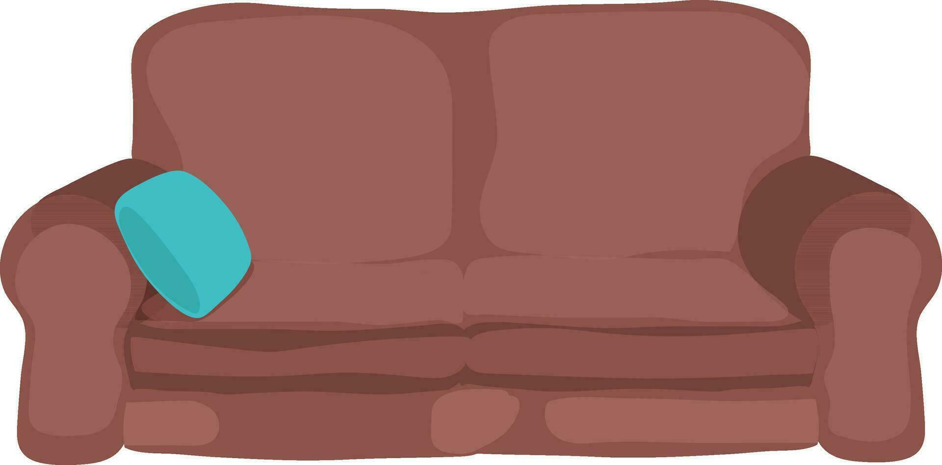 Flat illustration of sofa with pillow. vector