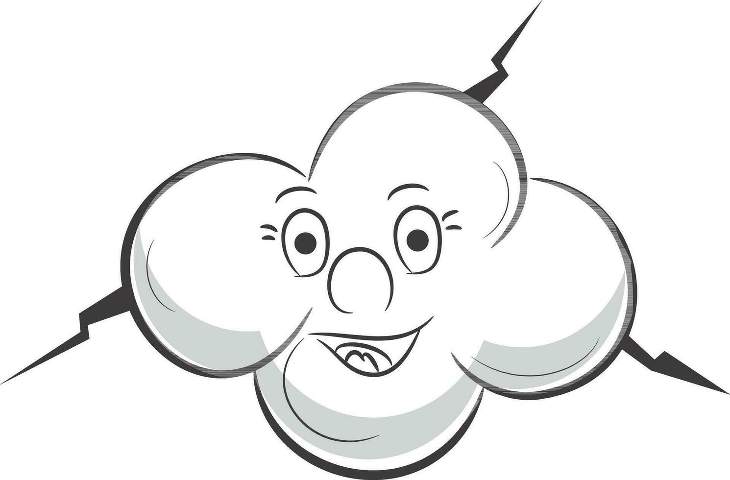 dibujos animados personaje de nube con trueno vector