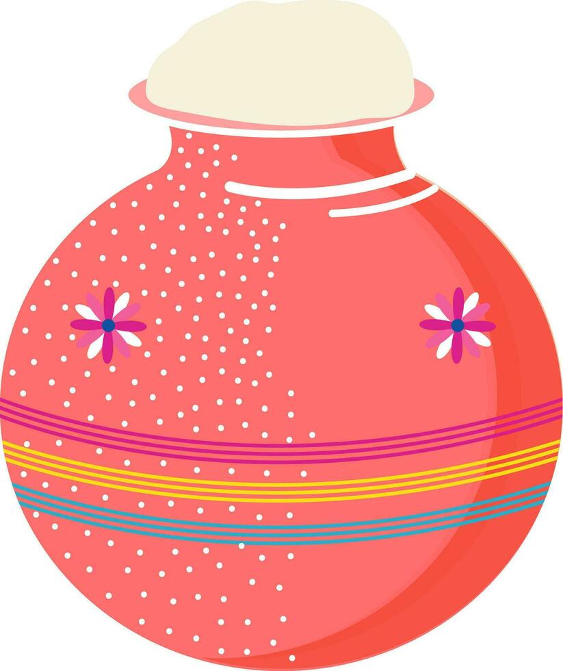 flores y adora decorado pongal barro maceta. vector