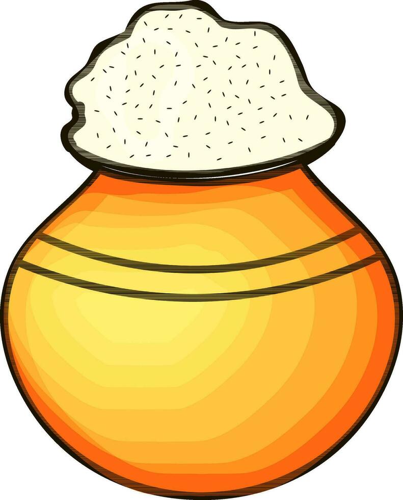 Glossy mud pot full of food. vector