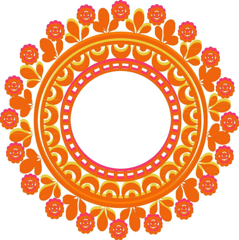 naranja floral mandala diseño. vector