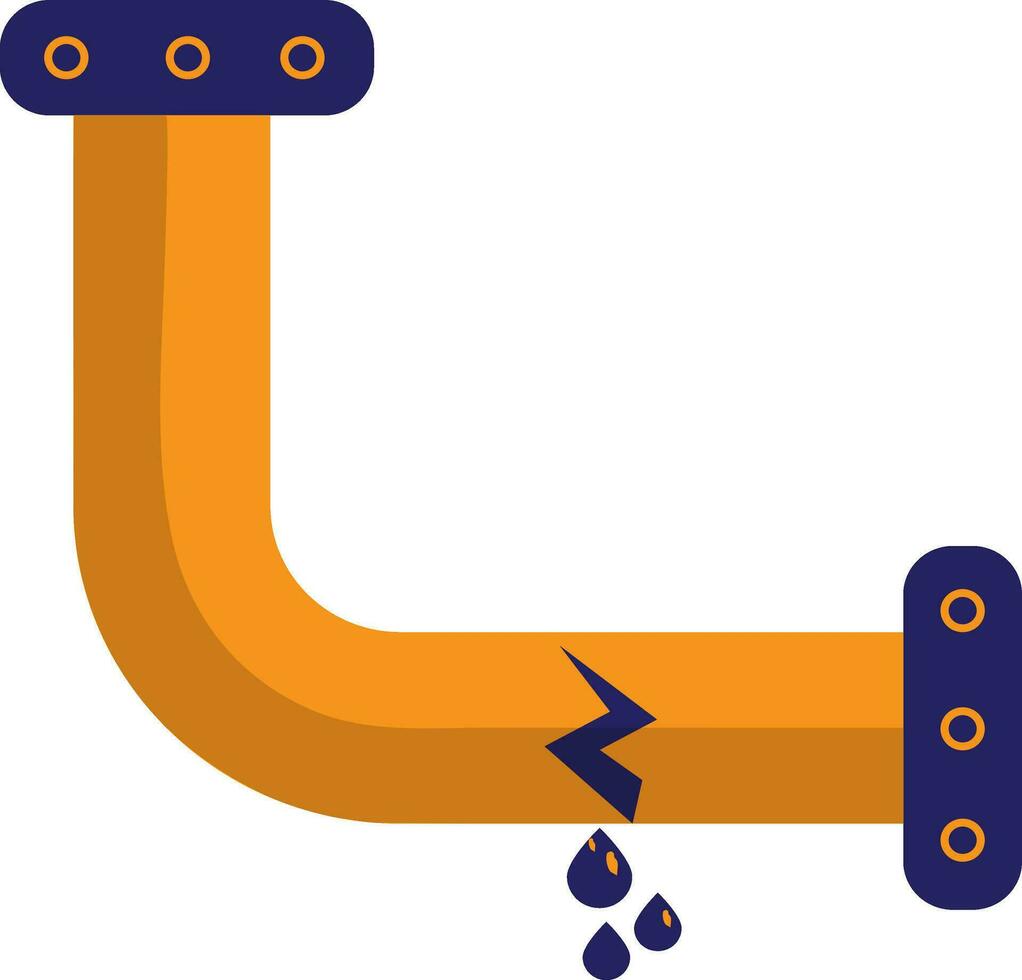 Leakage water pipe line in blue and yellow color. vector