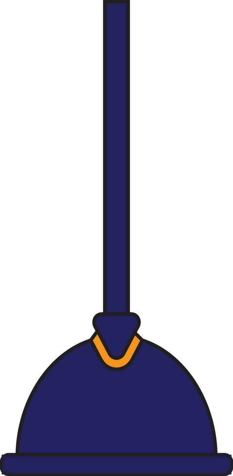 Flat style plumbing plunger in blue color. vector